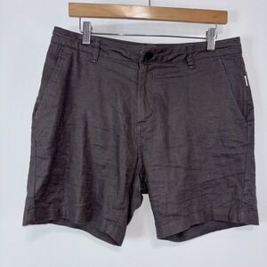 Onia Brown Linen Blend Casual Flat Front Shorts Men Size 30 Lightweight Summer